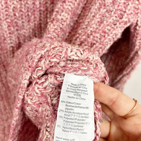 J. Crew Point Sur Pink Marled Cropped Turtleneck Sweater Pullover - Size Large - Picture 4 of 6